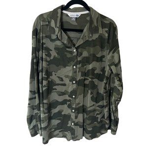 Old Navy Women's Green Camo Button down shirt Sz:XL   426